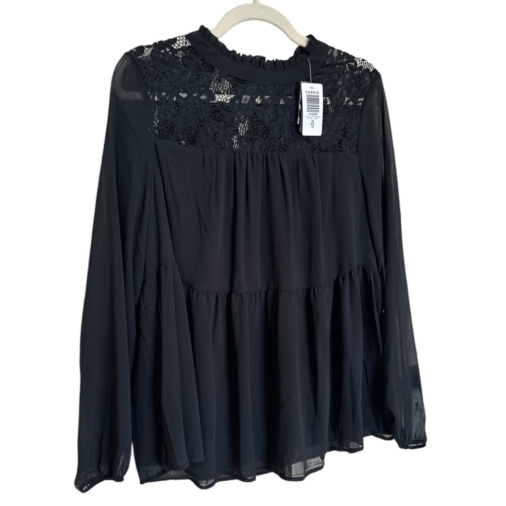 Torrid Lace with Chiffon Overlay Blouse NWT - Picture 3 of 12